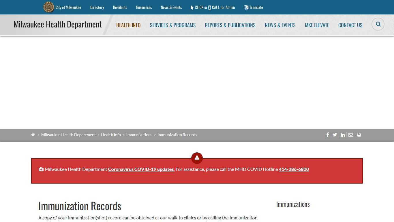 Immunization Records - Milwaukee